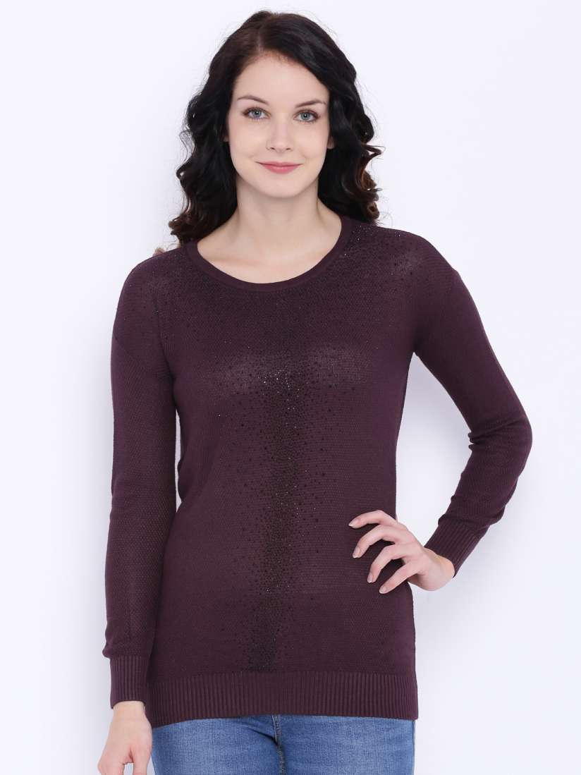 Buy Deal Jeans Women Burgundy Embellished Top Tops for Women 1591554 Myntra