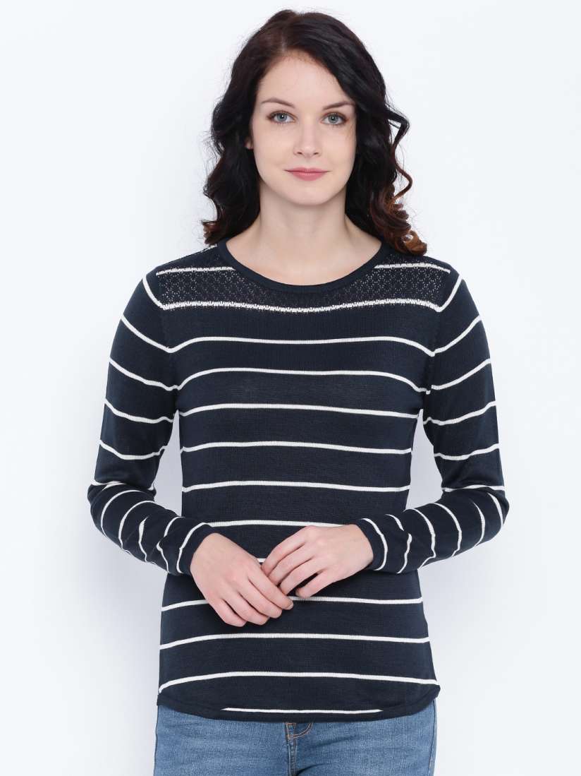 Buy Deal Jeans Women Navy Blue Striped Top Tops for Women 1591571 Myntra