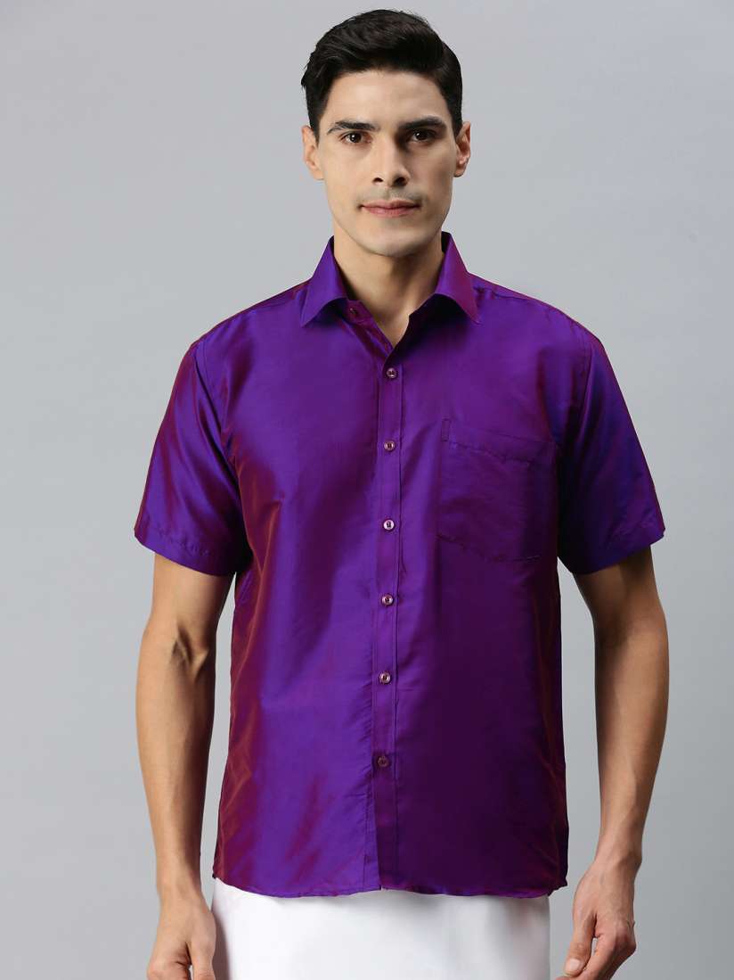 Buy INDIAN WOOTZ Men Purple Party Shirt - Shirts for Men 15916340 | Myntra