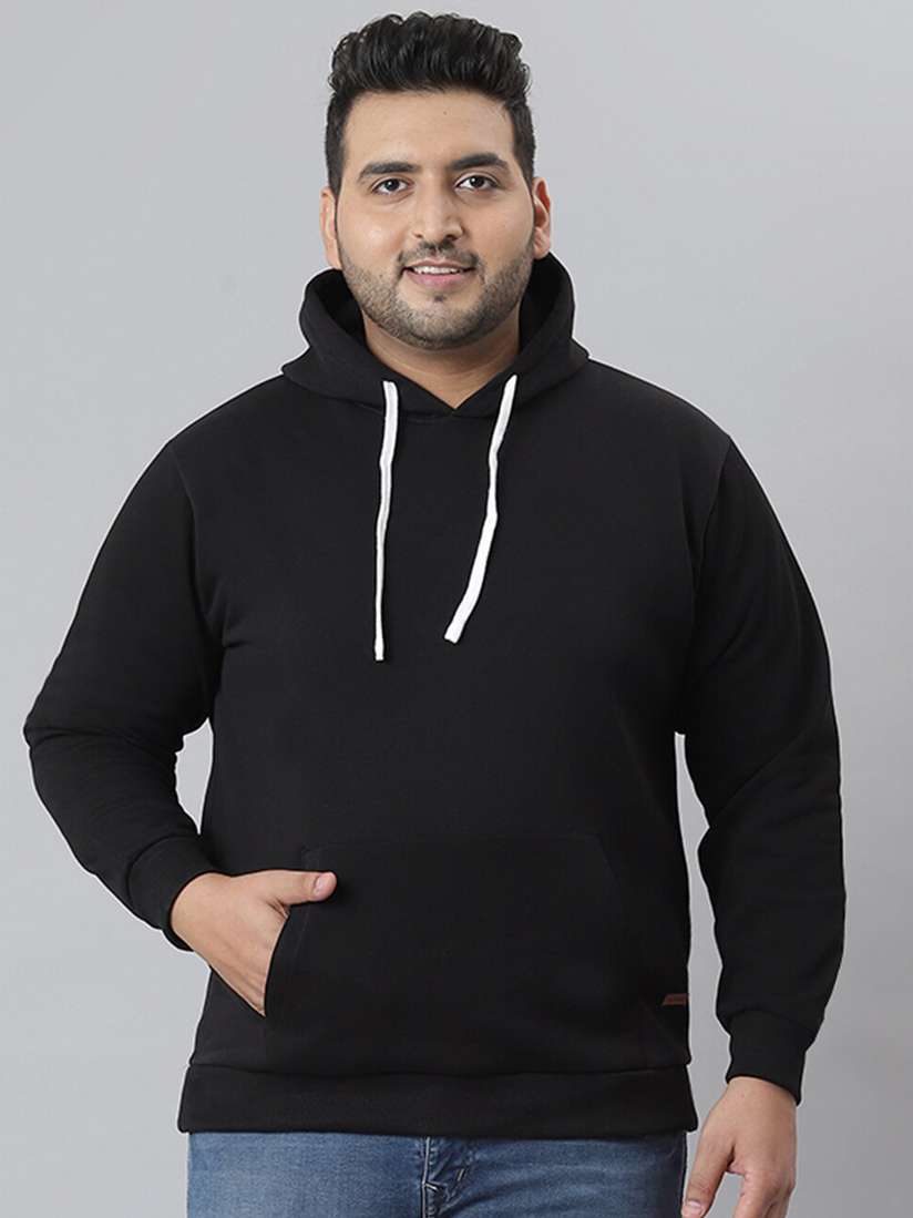 Buy Instafab Plus Men Black Hooded Sweatshirt Sweatshirts for