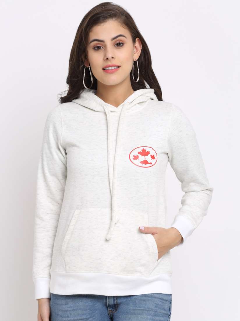 Ladies white sweatshirts without hood online