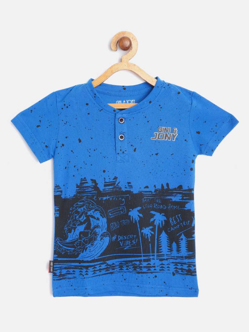 Buy Gini and Jony Boys Blue Black Cotton Abstract Typography Print T shirt Tshirts for Boys 15924494 Myntra