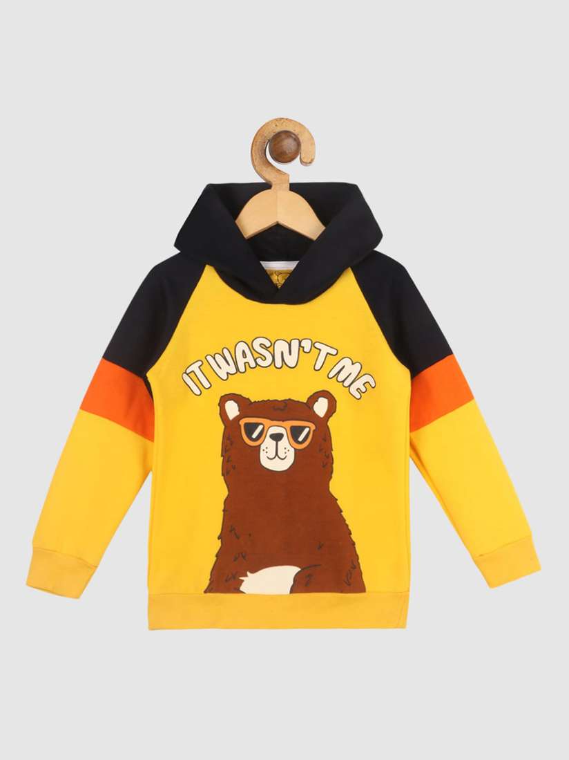 Buy Lazy Shark Boys Yellow Printed Hooded Sweatshirt Sweatshirts