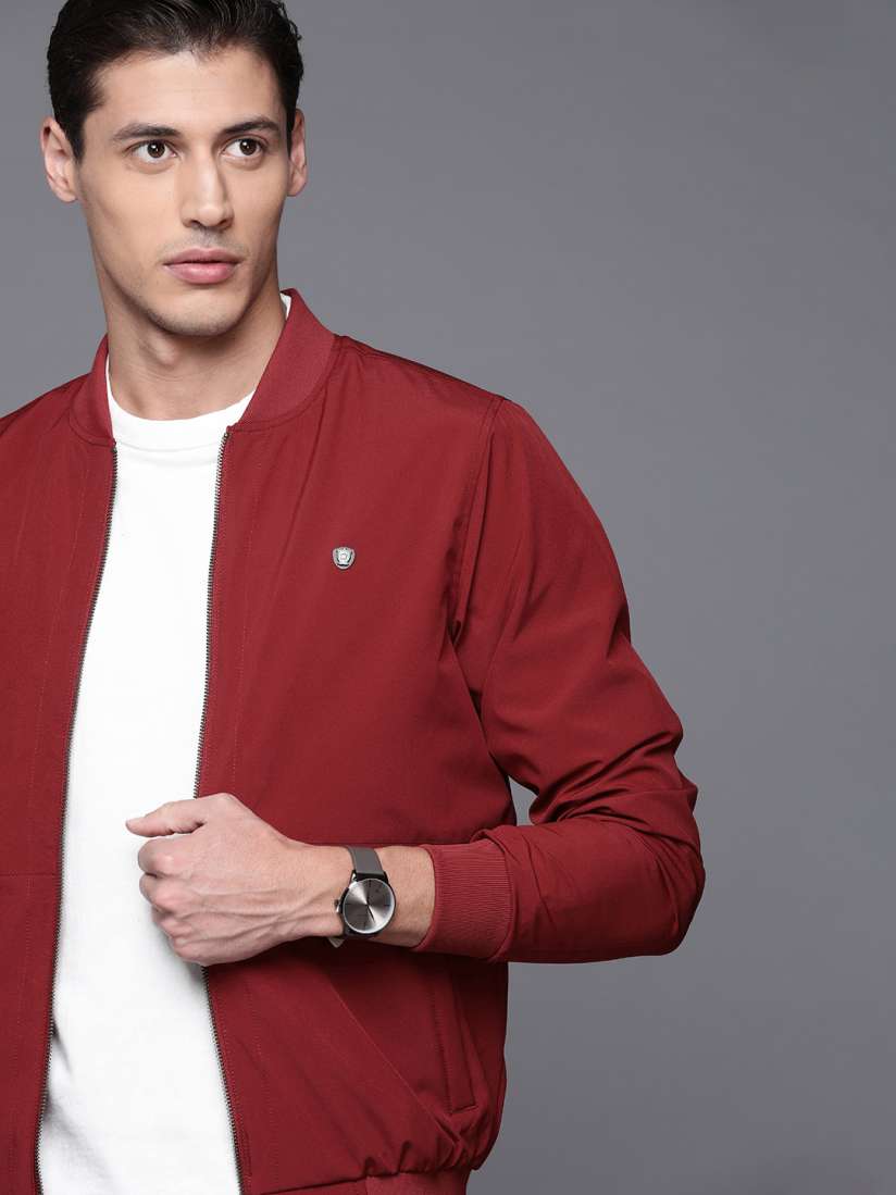 Buy Louis Philippe Men Maroon Solid Bomber Jacket Jackets for Men 15926392 Myntra