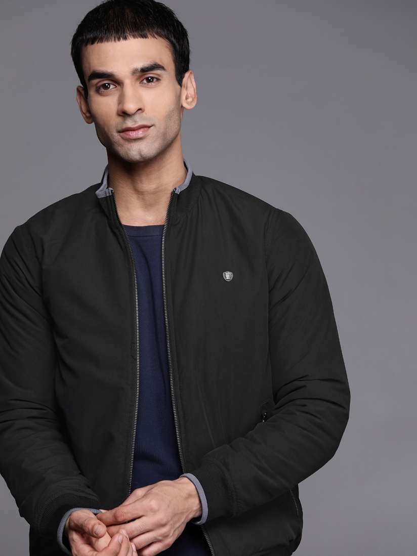 Buy Louis Philippe Men Black Solid Bomber Jacket Jackets for Men 15926434 Myntra