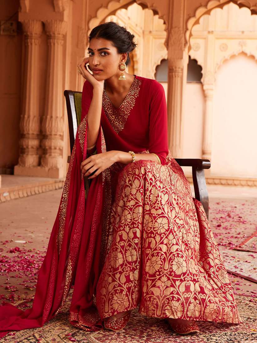 Buy Ahalyaa Women Maroon Ethnic Motifs Printed Anarkali Ethnic Dress With Dupatta Ethnic Dresses for Women 15926500 Myntra