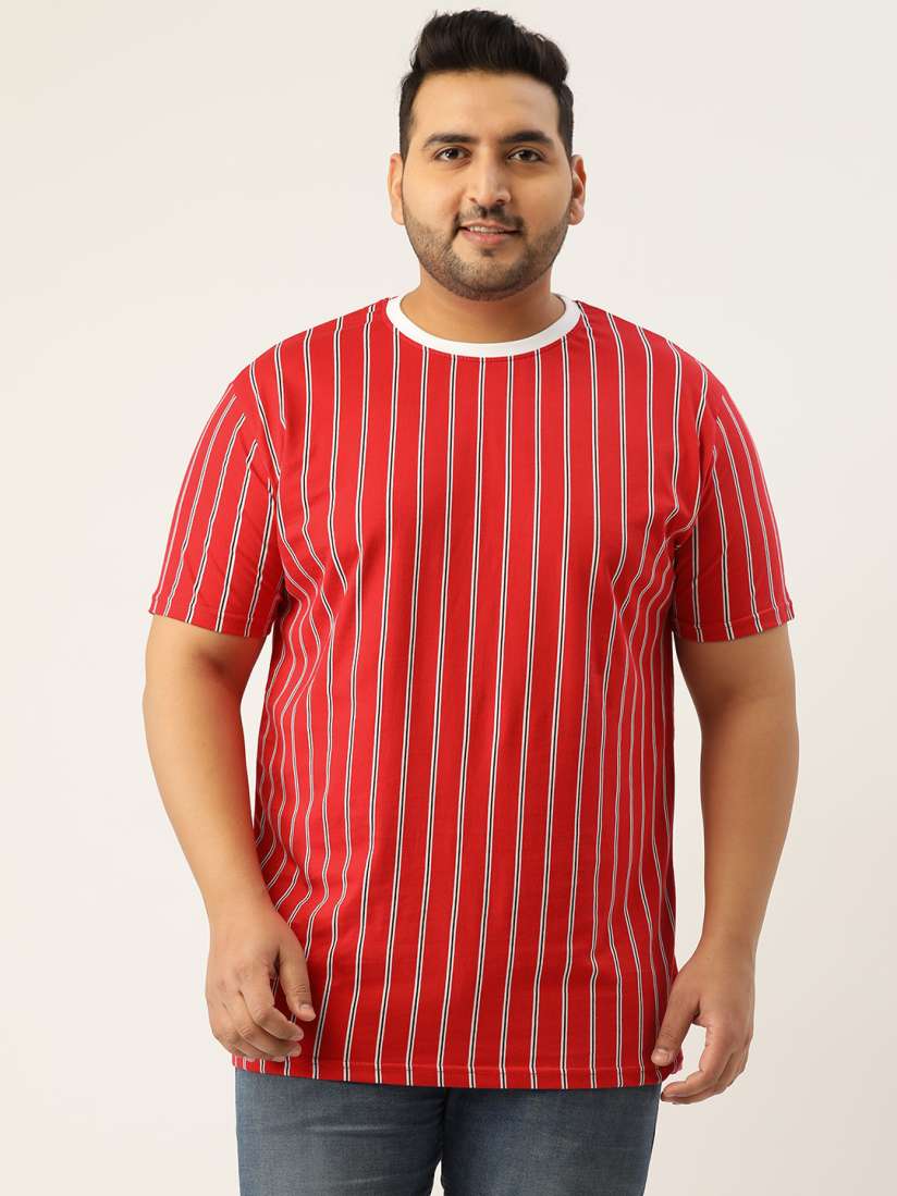 Buy Rodzen Plus Size Men Red Striped T shirt Tshirts for Men 15926590 Myntra