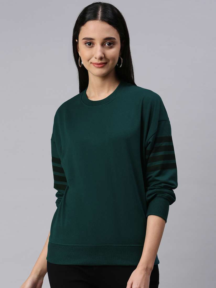 Buy abof Women Green Solid Sweatshirt Sweatshirts for Women 15927354 Myntra