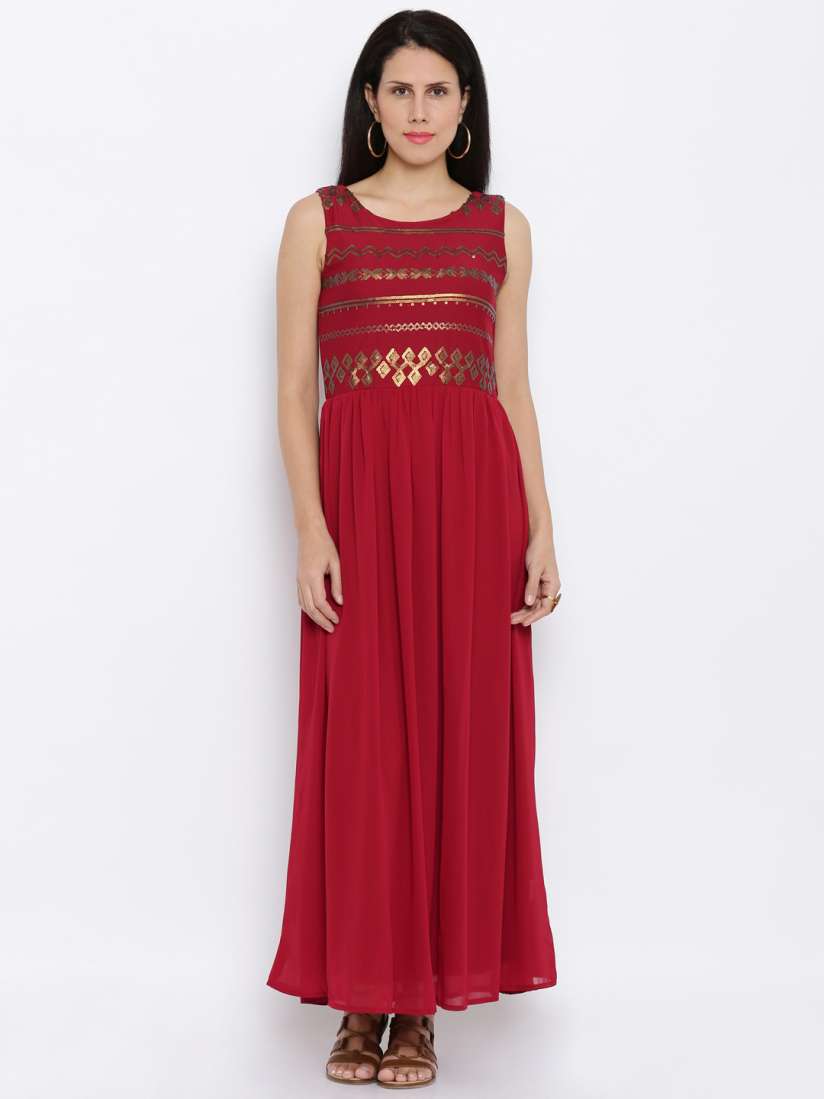 Global desi red maxi dress clearance
