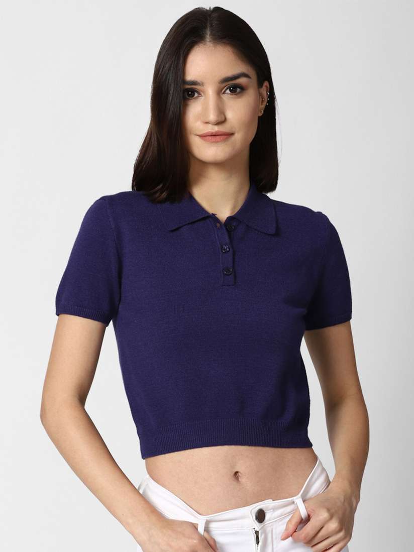 Buy FOREVER 21 Blue Regular Crop Top Tops for Women 15930536 Myntra
