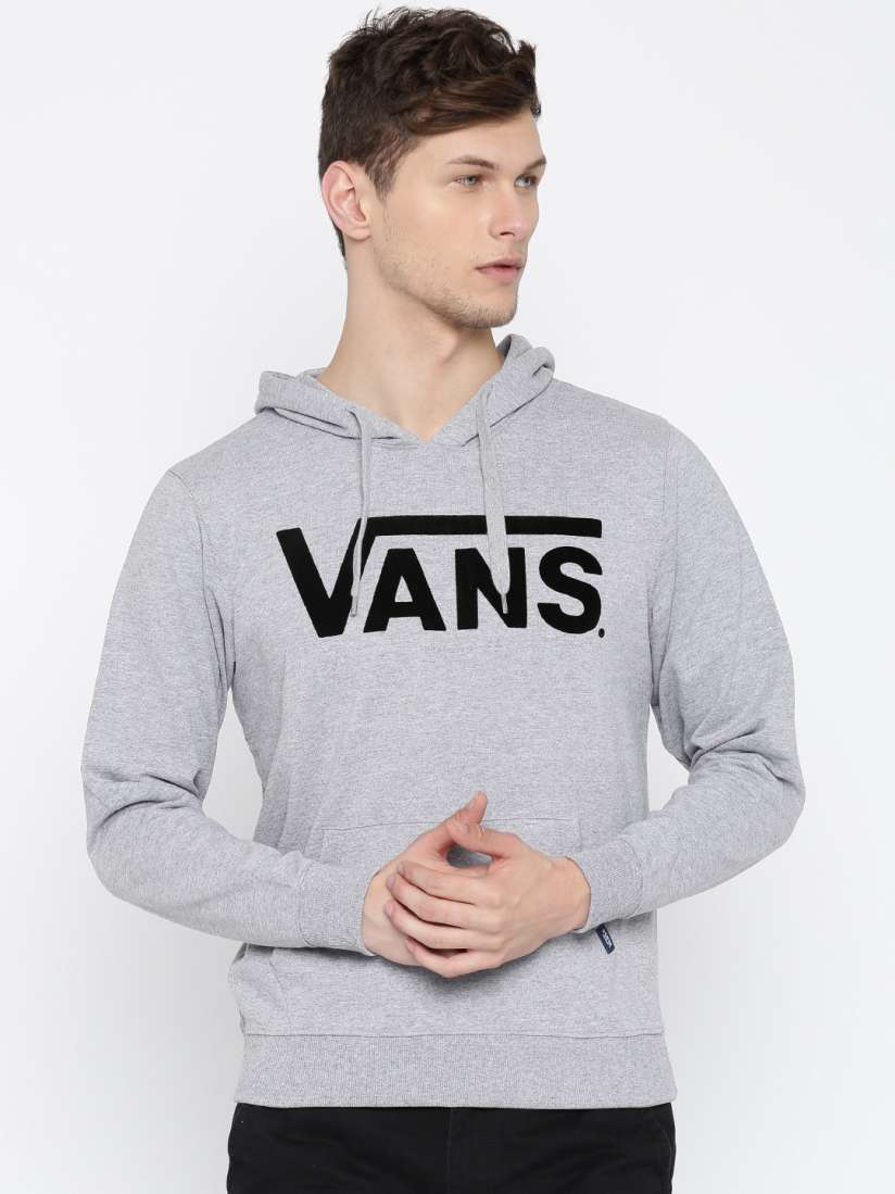 Buy Vans Grey Melange Printed Hooded Sweatshirt Sweatshirts for Men 1593744 Myntra