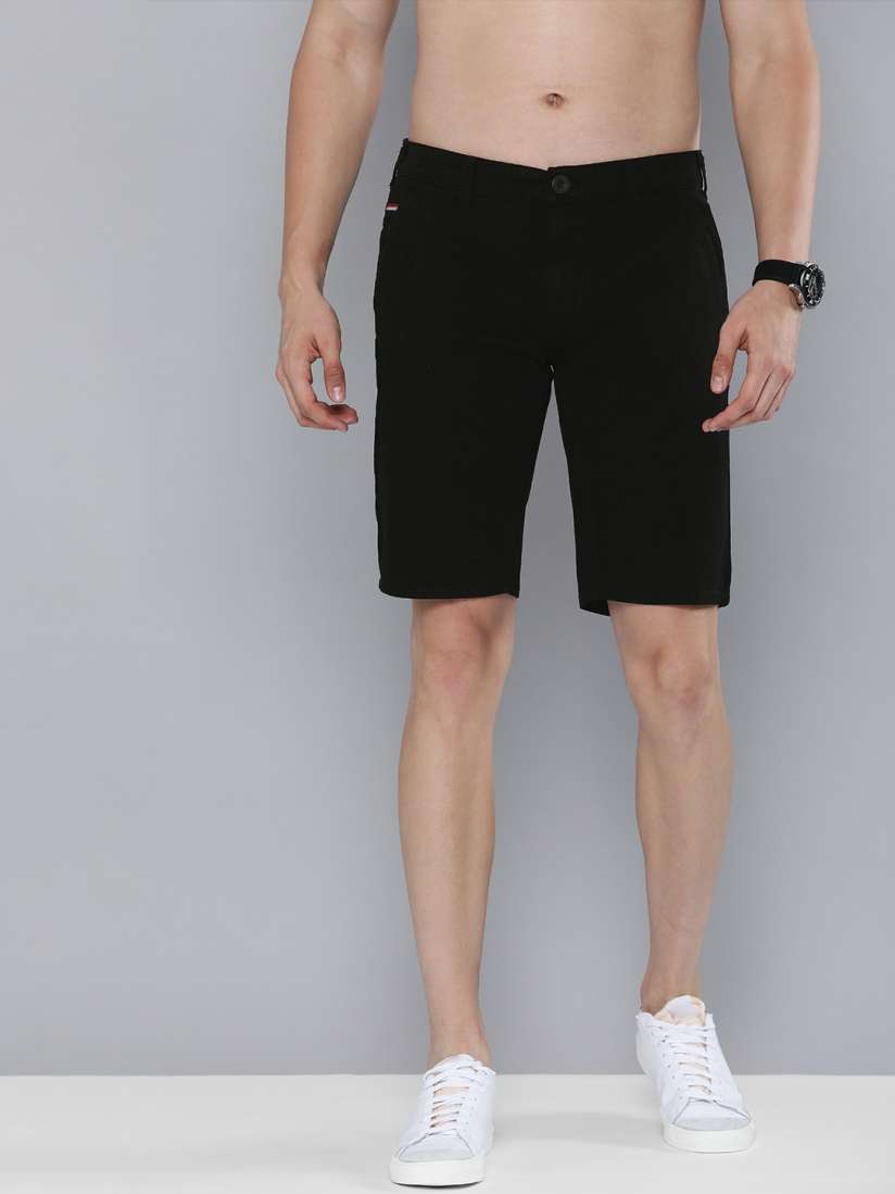 Buy HERE NOW Men Black Solid Mid Rise Regular Shorts Shorts for Men 15941920 Myntra