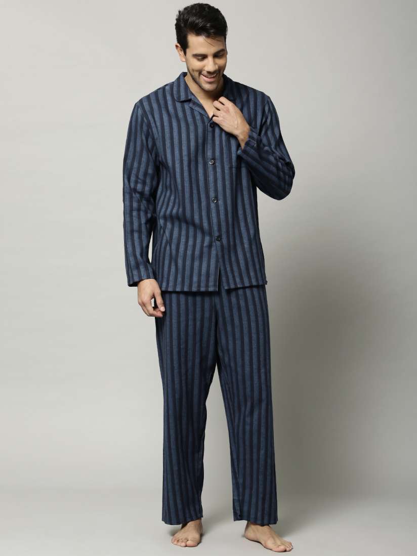 Buy Marks Spencer Blue Striped Pure Cotton Night Suit 2293 Night suits for Men 1595029 Myntra