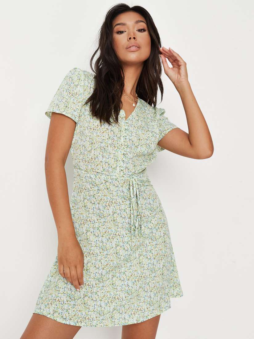Missguided green floral dress clearance
