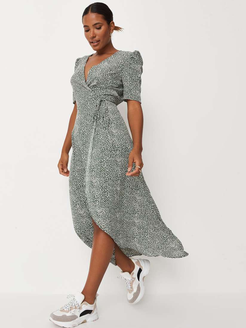 Buy Missguided Green White Geometric Printed Midi Wrap Dress Dresses for Women 15955414 Myntra