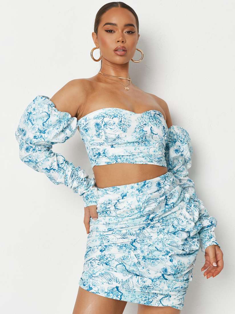 Blue skirt missguided best sale