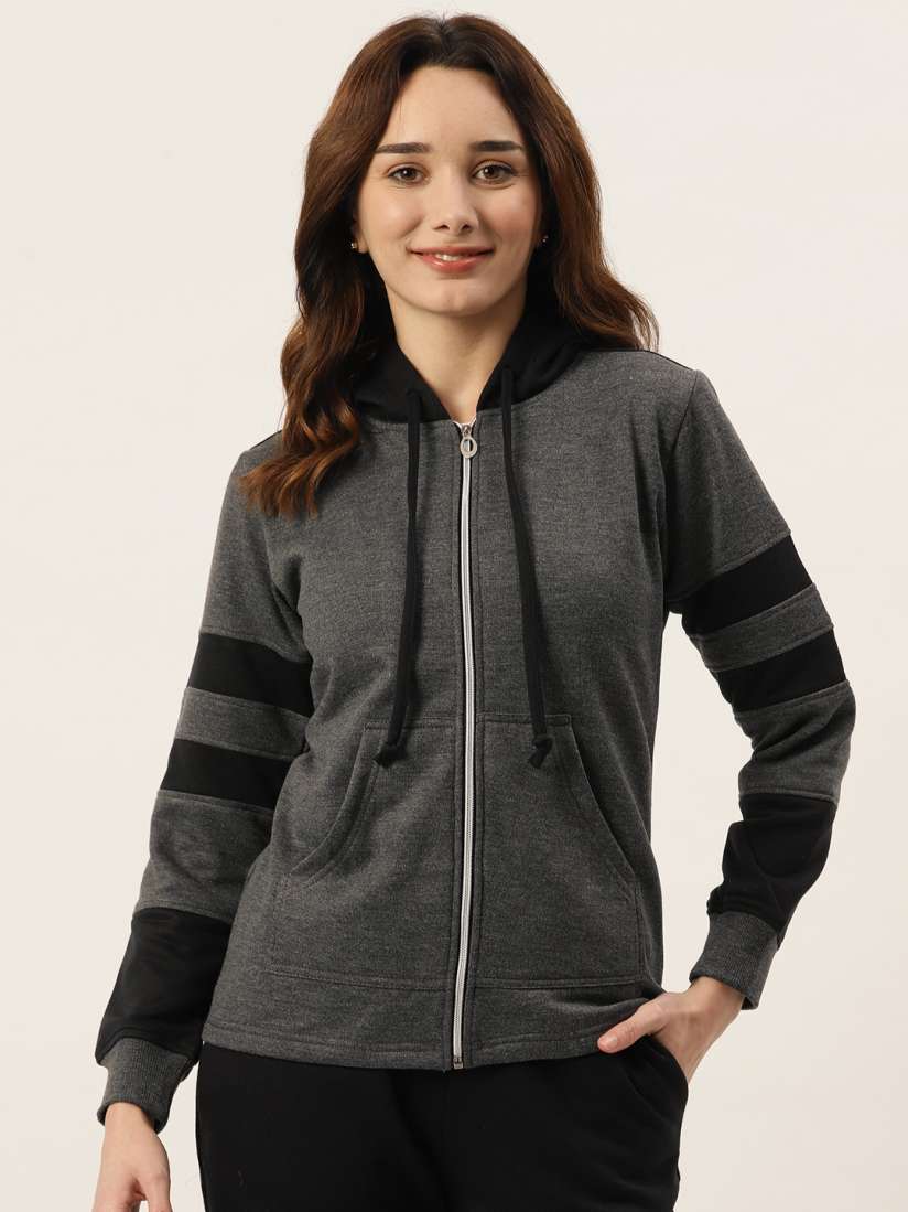 Buy BRINNS Front Open Hooded Sweatshirt Sweatshirts for Women 15957138 Myntra