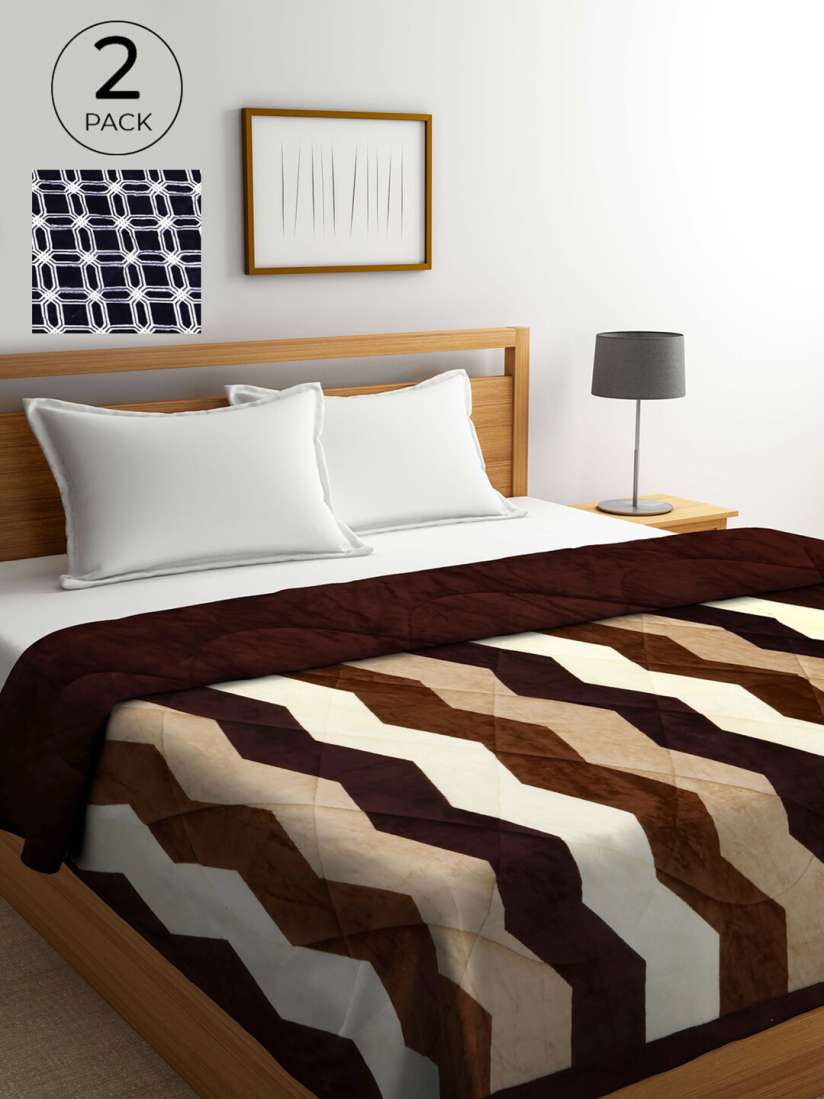 Buy KLOTTHE Set of 2 Geometric 1000 GSM Heavy Winter Double Bed Quilt Blankets Quilts and Dohars for Unisex 15957444 Myntra