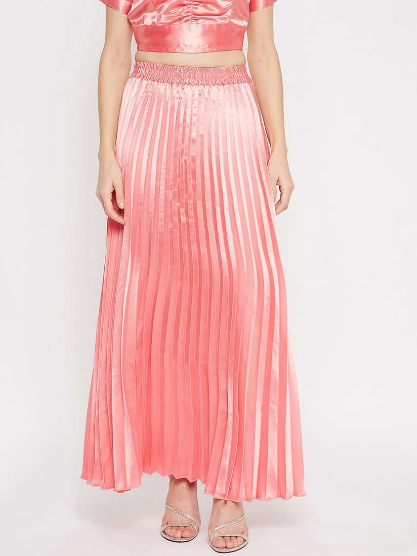 Womens Skirts Pink Pleated Skirt 30 Buy U&F Women Solid Accordion