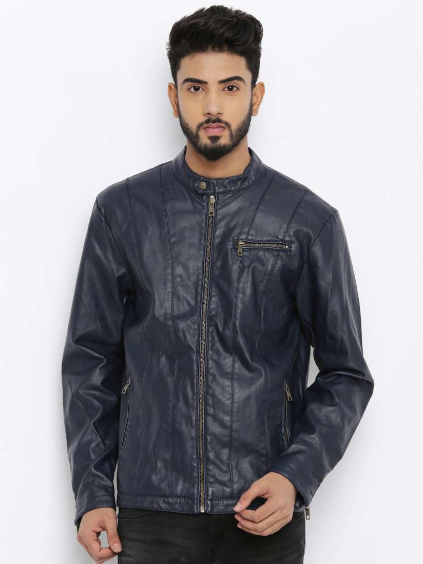 Buy Jack Jones Navy Biker Jacket Jackets for Men 1595826 Myntra