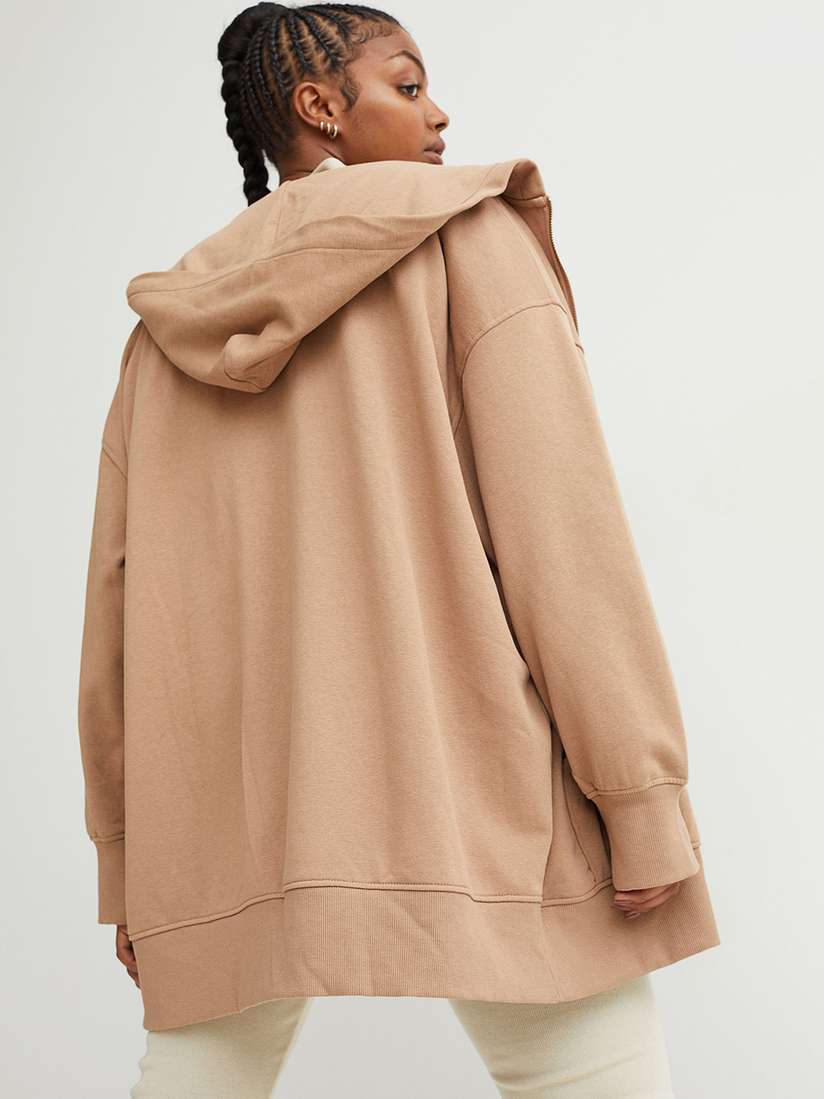 H&m Oversized Zip Up Brown Hoodie Buy H&M Women Beige Long Zip