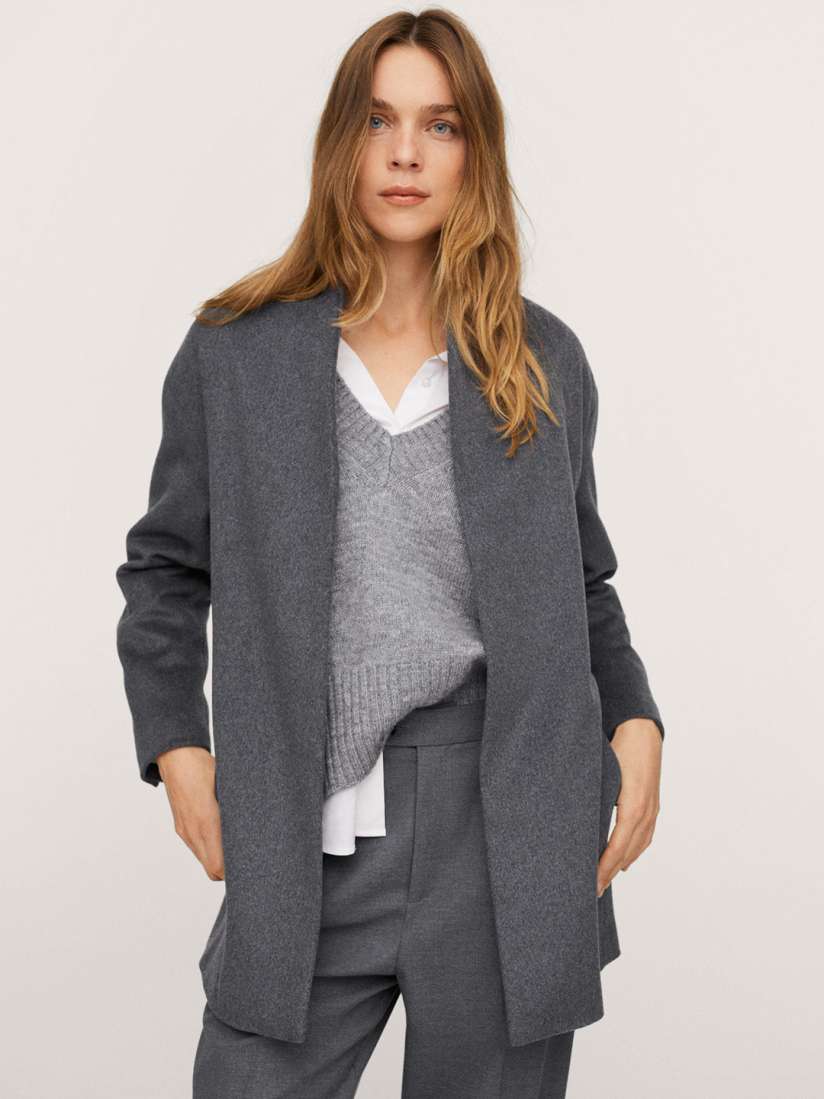 Buy MANGO Women Charcoal Grey Solid Regular Fit Wrap Coat With Belt Coats for Women 15962354 Myntra