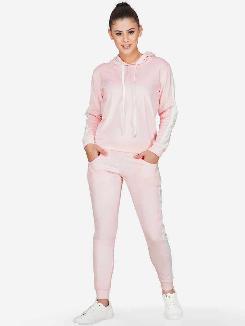Buy NEU LOOK FASHION Women Pink White Slim fit Velvet Tracksuit Tracksuits for Women 15966618 Myntra
