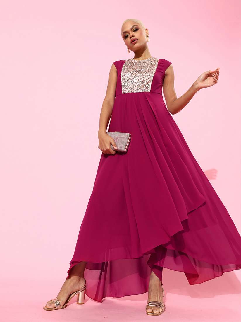 Buy Miss Chase Pink Georgette Maxi Dress Dresses for Women 15967684 Myntra