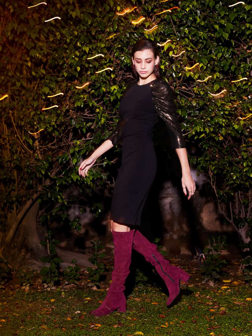 Buy Saint G Maroon Suede Party Block High Top Heeled Boots Boots for Women 15968072 Myntra