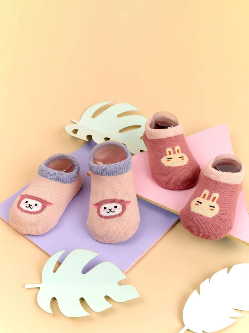 Buy KICKS CRAWL Kids Pack Of 2 Pink Shoe Liner Socks Socks for Unisex Kids 15969058 Myntra