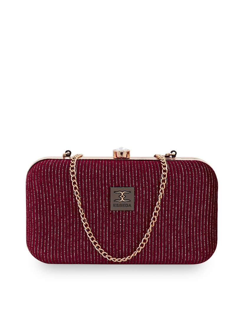 Buy ESBEDA Maroon Gold Toned Textured Box Clutch Clutches for Women 15971362 Myntra