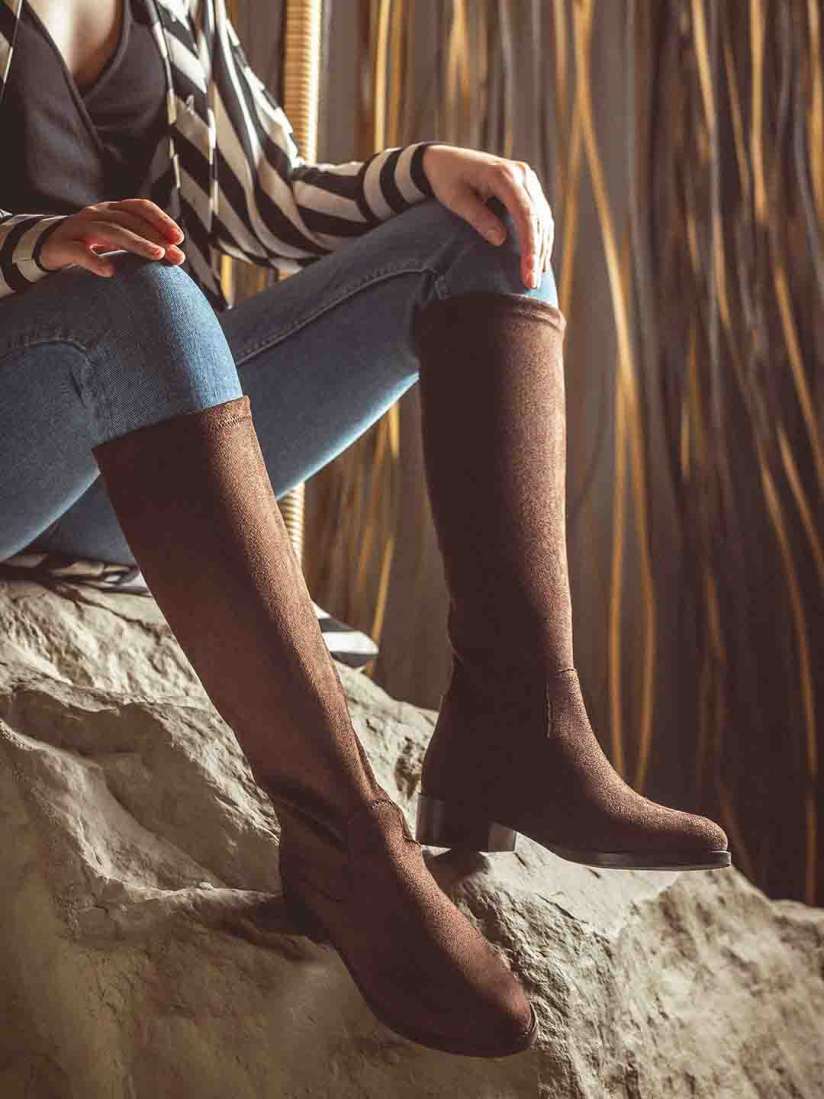 Buy Saint G Women Brown Stretch Suede Leather Knee High Boots Boots for Women 15973480 Myntra