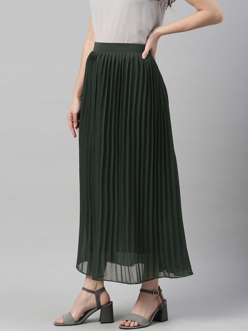 Green accordion pleated skirt shop