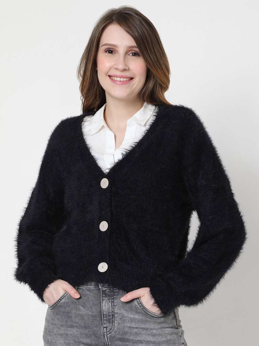 Myntra Moda Cardigan Vero Moda Women Black Cardigan