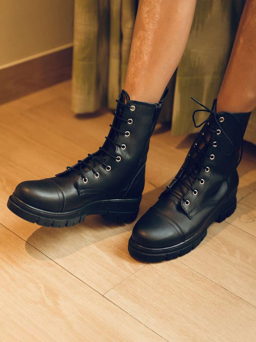 Truffle collection heeled hiker boots cheap