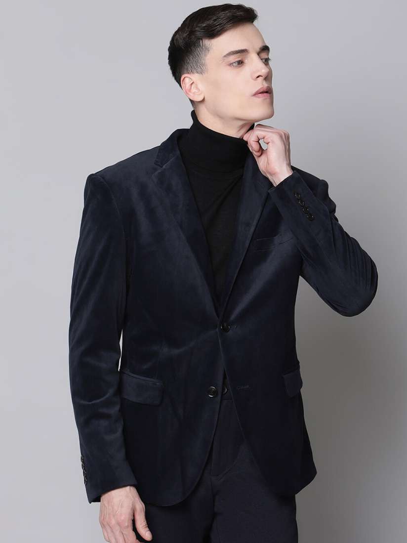 Buy LINDBERGH Men Navy Blue Solid Slim Fit Single Breasted Casual Blazer Blazers for Men 15978818 Myntra