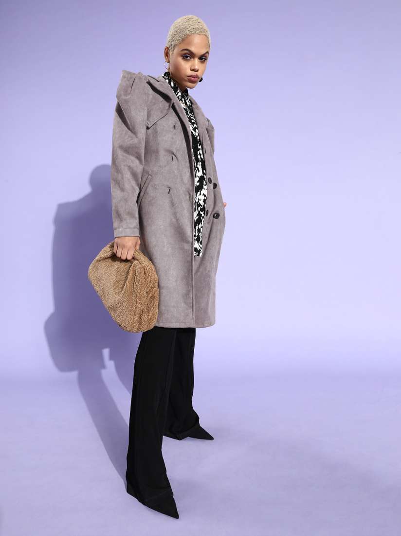 Grey knee length coat shop