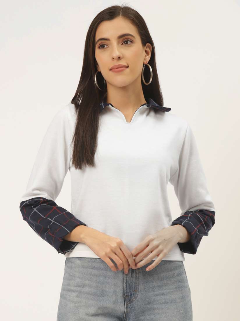 White collar sweatshirt top