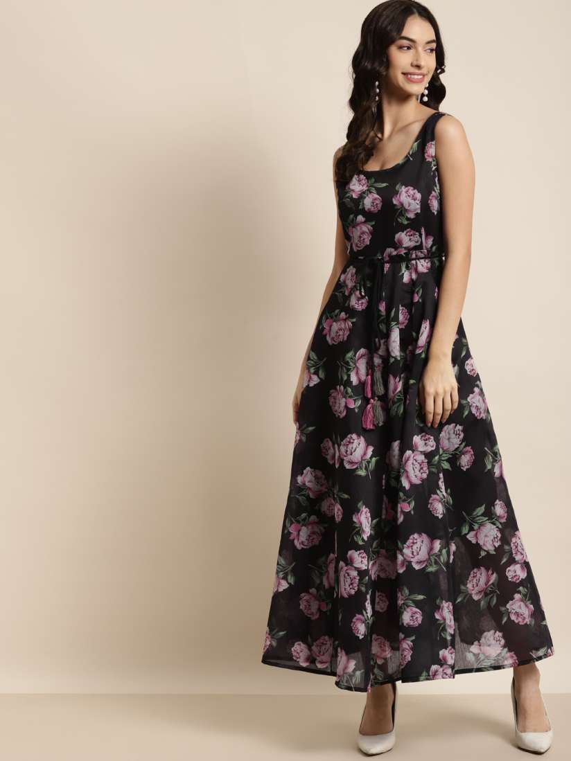 Buy Shae by SASSAFRAS Black Floral Anarkali Maxi Dress Ethnic Dresses for Women 15980848 Myntra