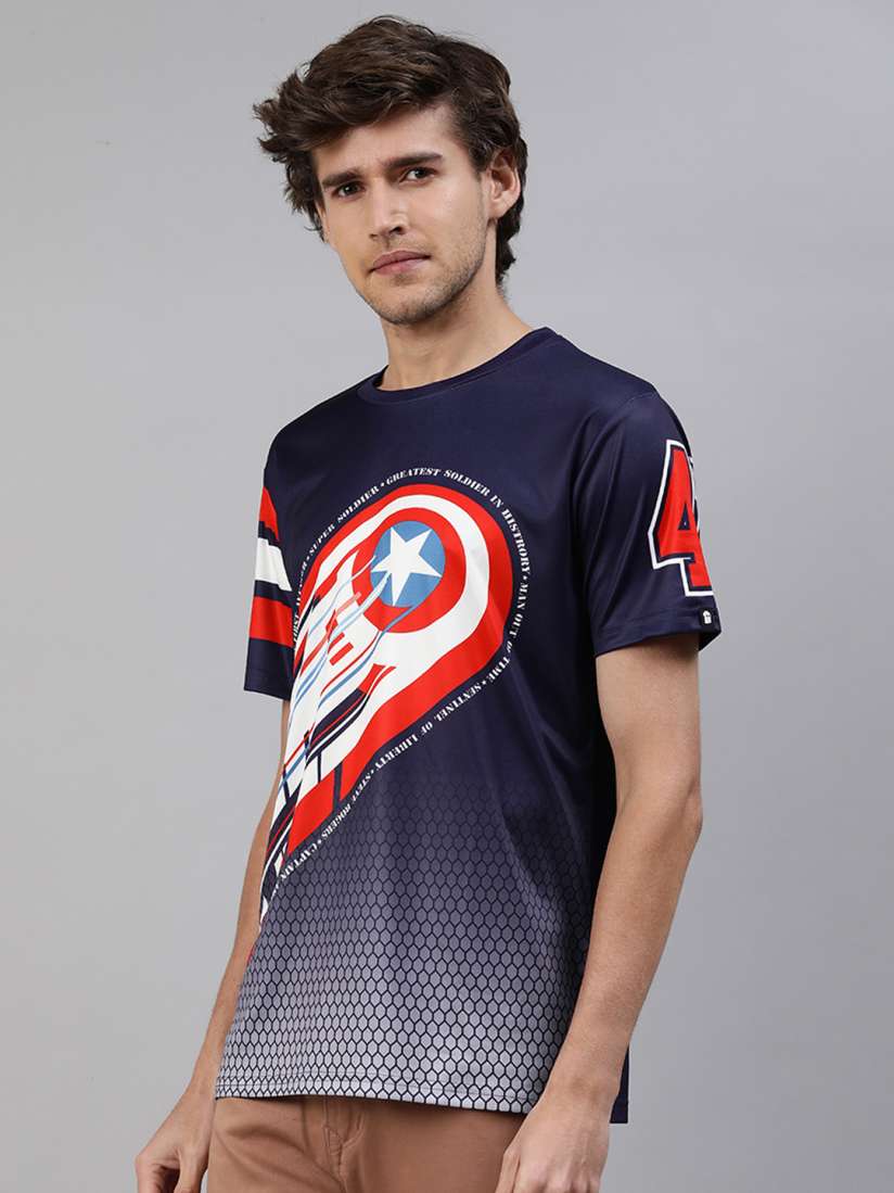 Buy The Souled Store Men Blue Red Captain America Printed T shirt Tshirts for Men 15981304 Myntra