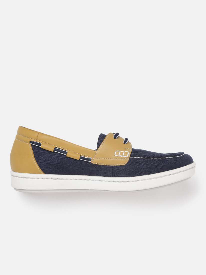 Buy Clarks Women Navy Tan Brown Step Glow Lite Herringbone Woven Design Boat Shoes Casual Shoes for Women 15985404 Myntra