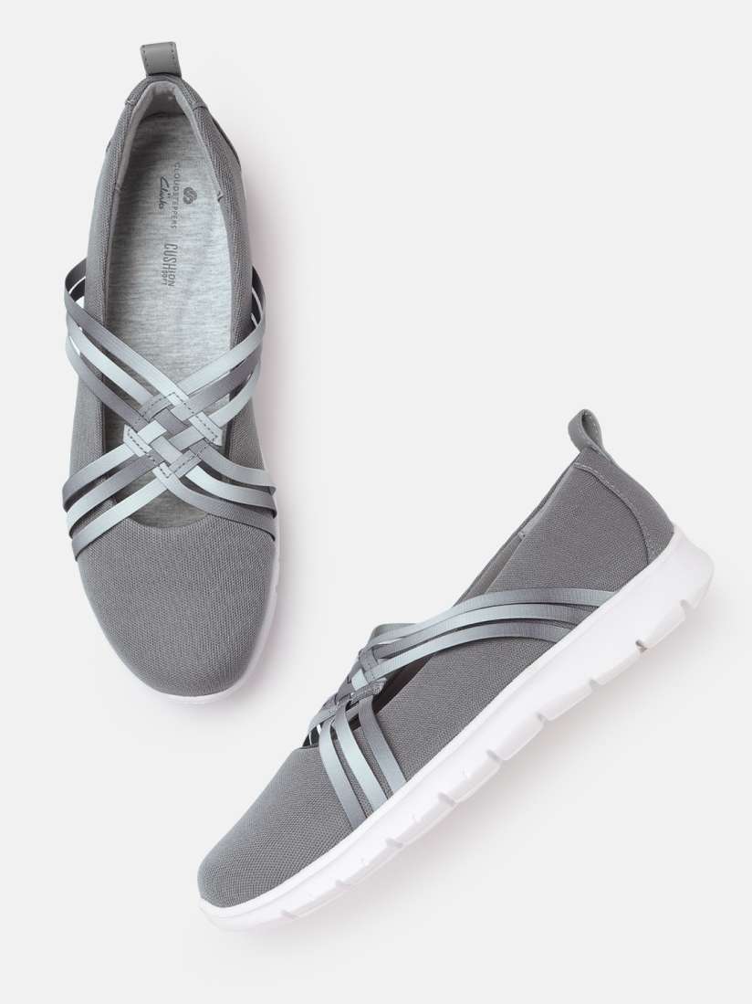Buy Clarks Women Grey Step Allenaair Solid Slip Ons with Elasticated Criss Cross Detail Casual Shoes for Women 15985446 Myntra