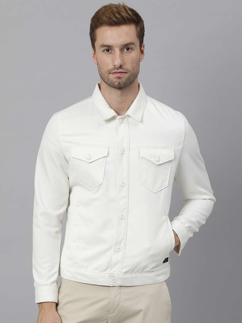 Buy RARE RABBIT Men White blanc de blanc Washed Denim Jacket