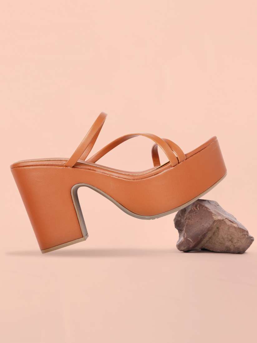 Buy Mast Harbour Tan Brown Solid Platform Heels Heels for Women 15989986 Myntra