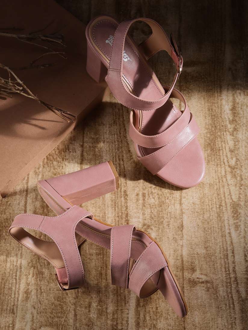 Buy Roadster Women Dusty Pink Solid Block Heel Sandals Heels for Women 15992074 Myntra