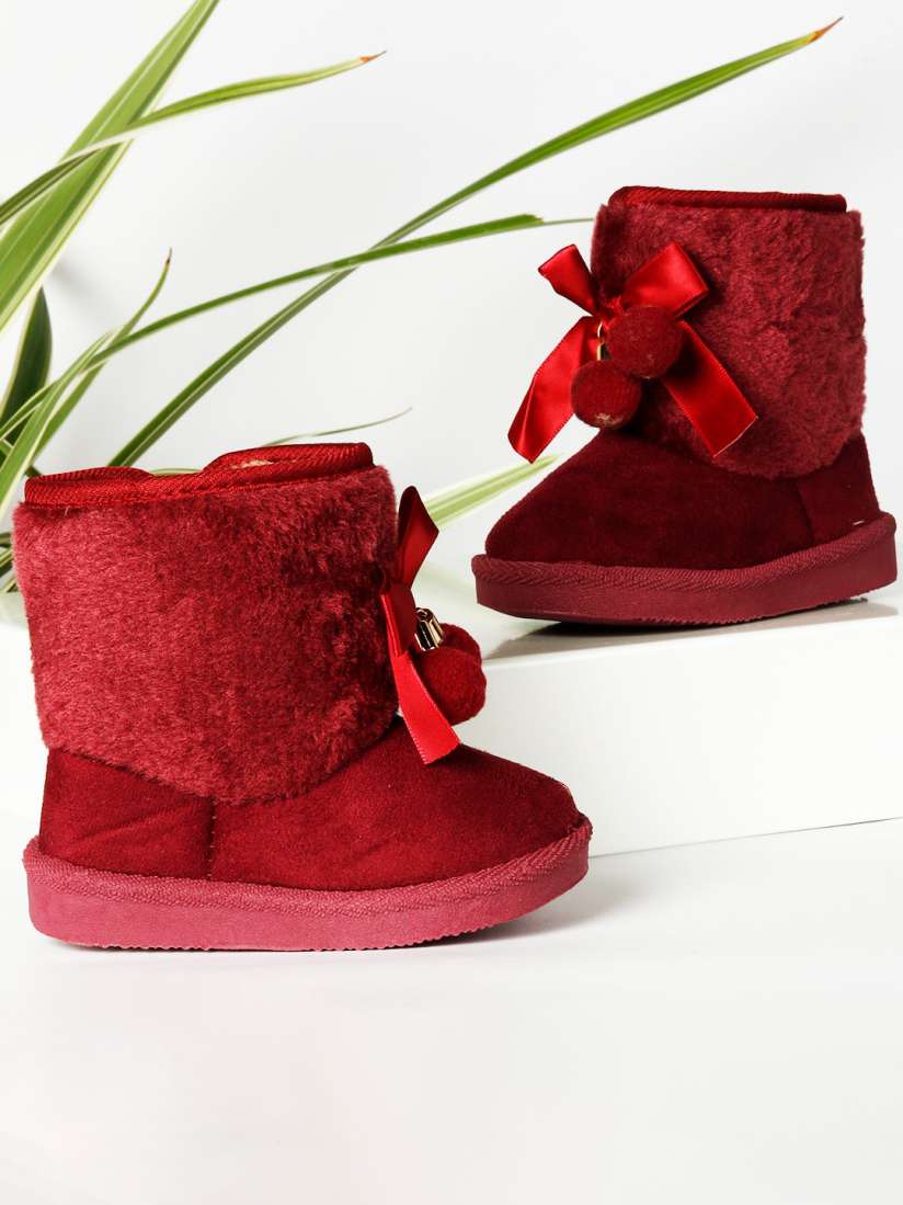 Buy PASSION PETALS Girls Red Colourblocked Suede Flat Boots Casual Shoes for Girls 15997104 Myntra