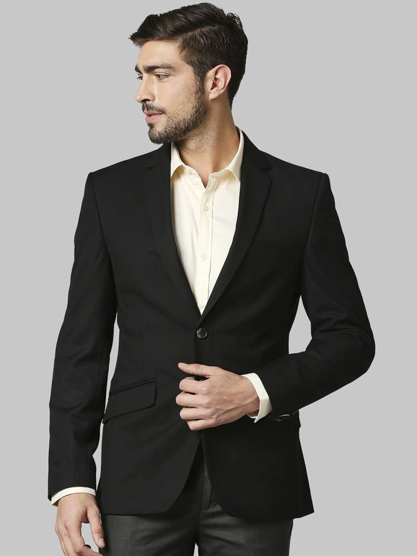 Buy Park Avenue Men Black Solid Single Breasted Super Slim Fit Formal Blazer Blazers for Men 15997452 Myntra
