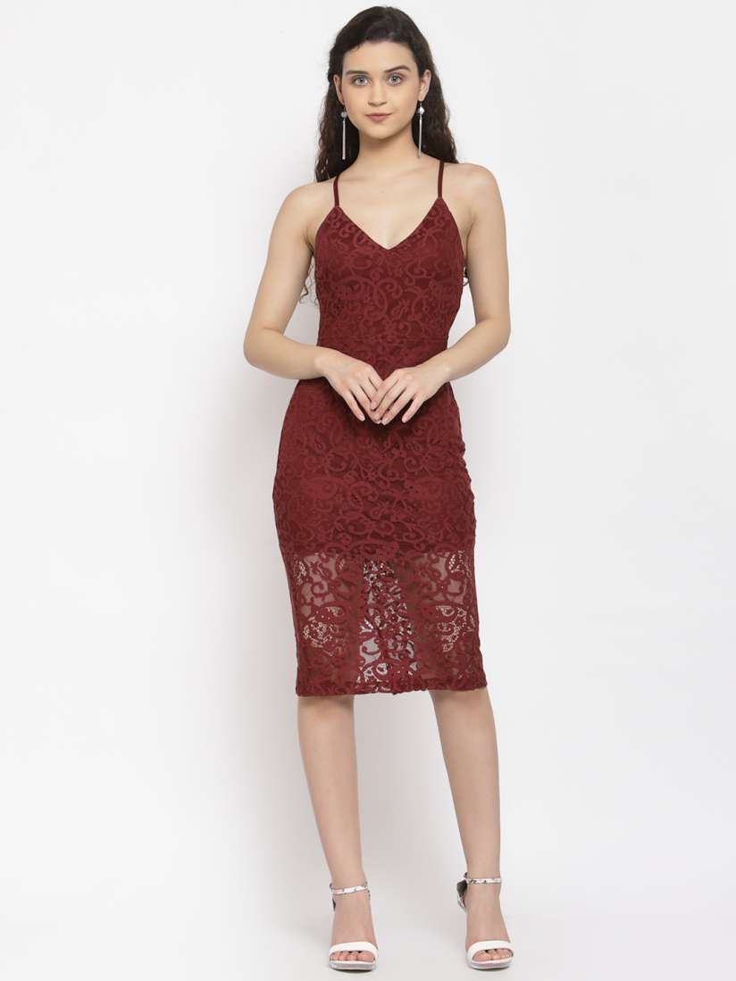 Burgundy lace bodycon dress cheap