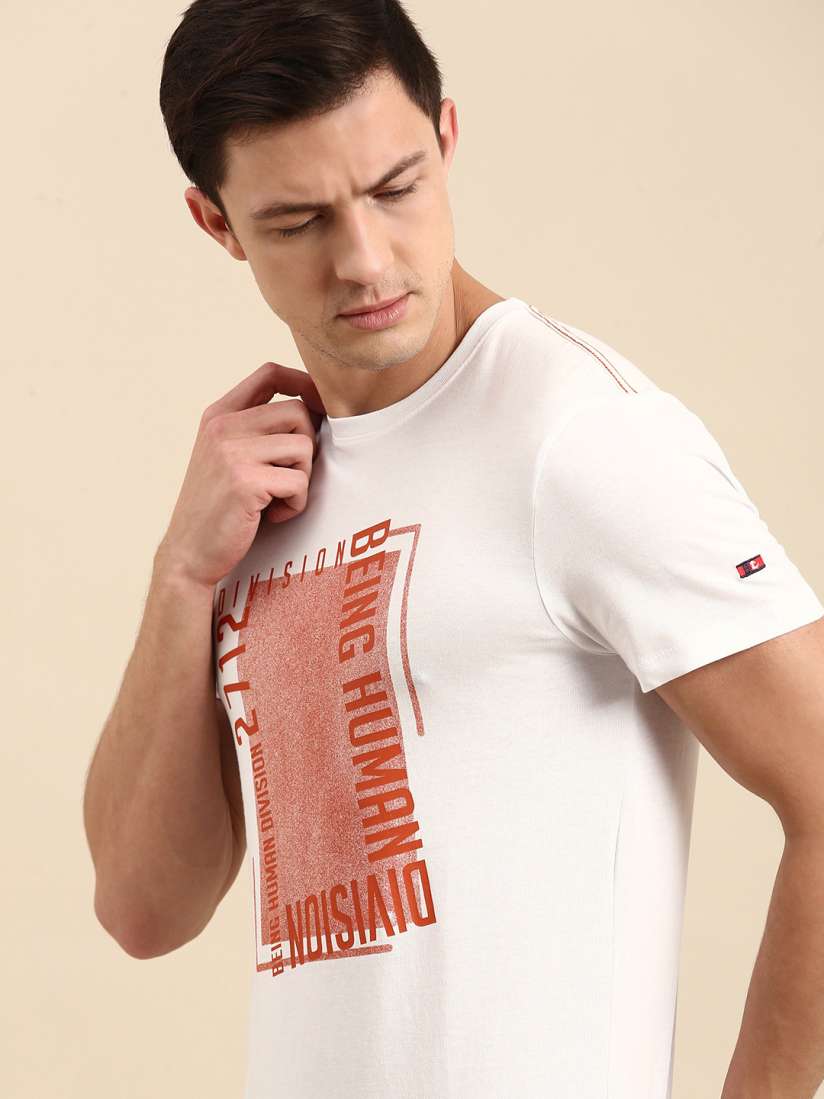 Buy Being Human Clothing Men White Red Typography Printed T shirt Tshirts for Men 16004262 Myntra