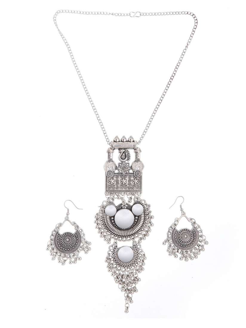 Buy Shining Diva Silver-Plated Oxidised Jewellery Set - Jewellery Set for  Women 16004862 | Myntra